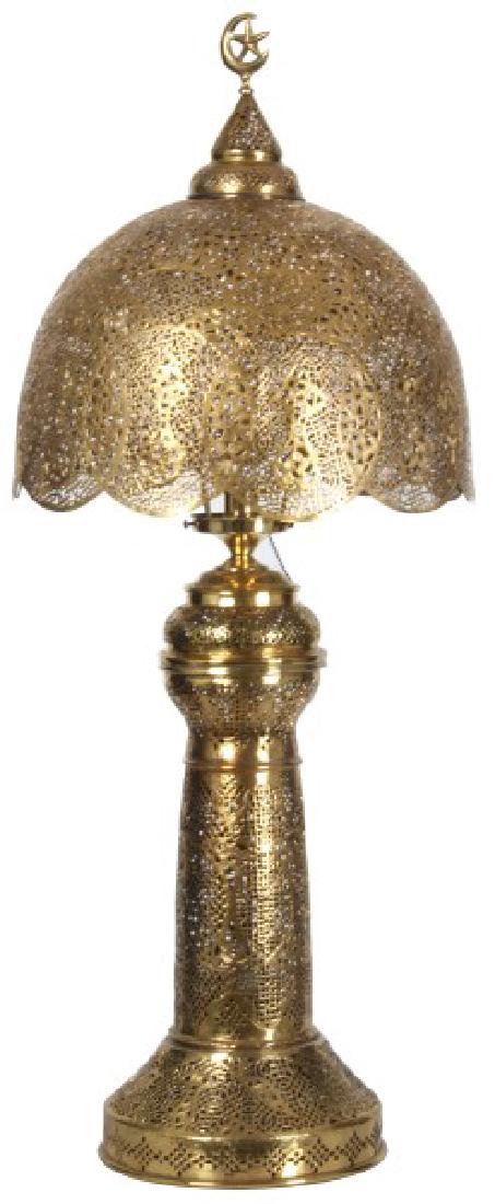 Turkish Pierced Brass Table Lamp (1 of 8)
