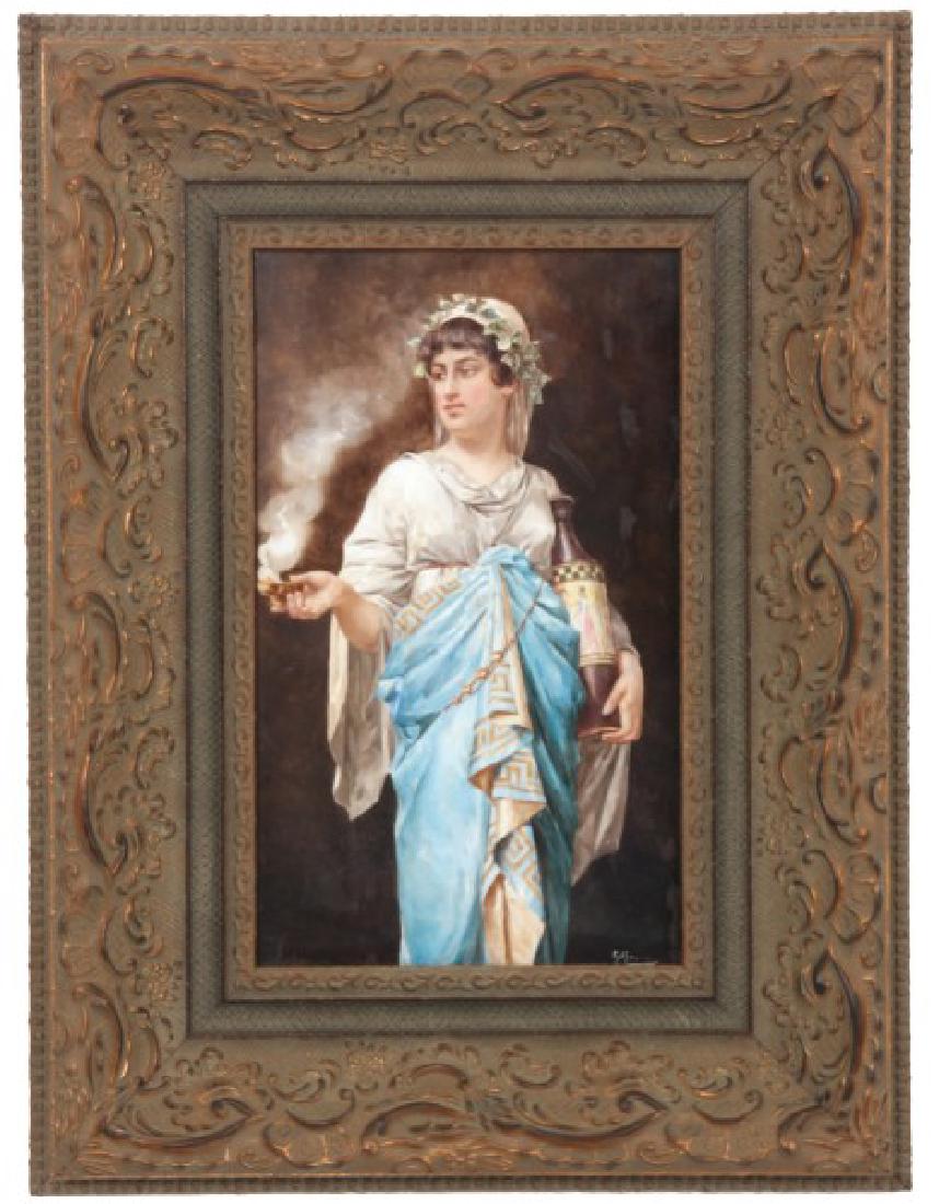 French Porcelain Hand Painted Tile Plaque (1 of 7)