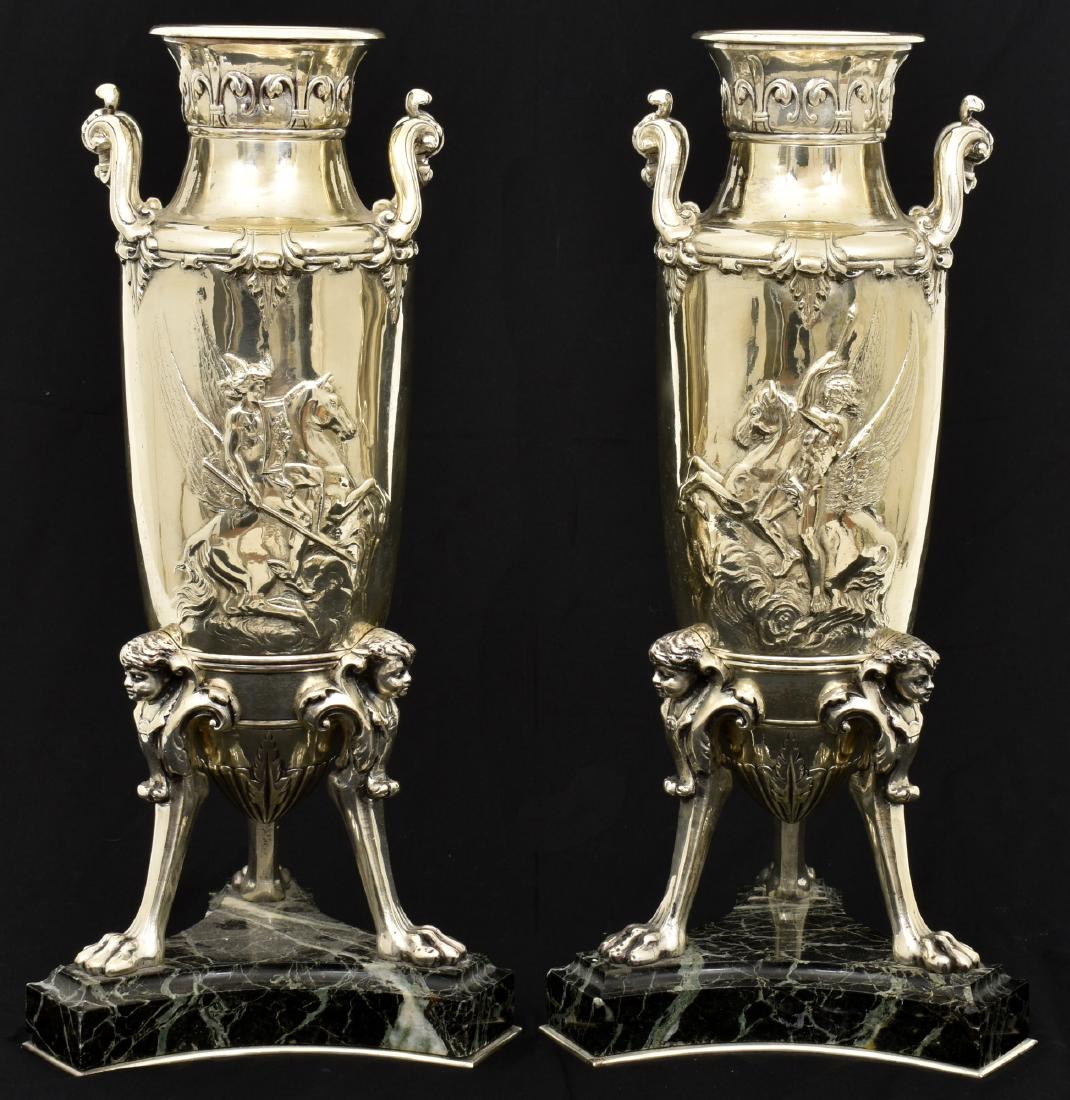 Pr. Silver Plated Bronze Vases Attr. Barbedienne (1 of 8)
