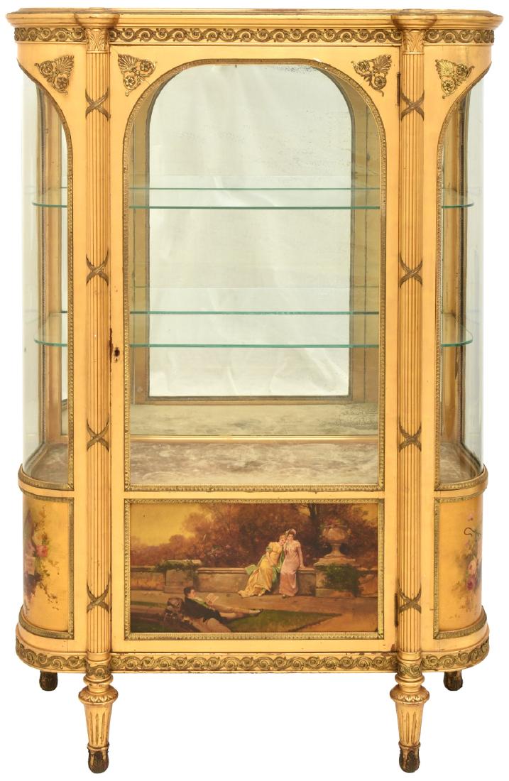 Paint Decorated Gilt Vitrine Curio Cabinet (1 of 10)