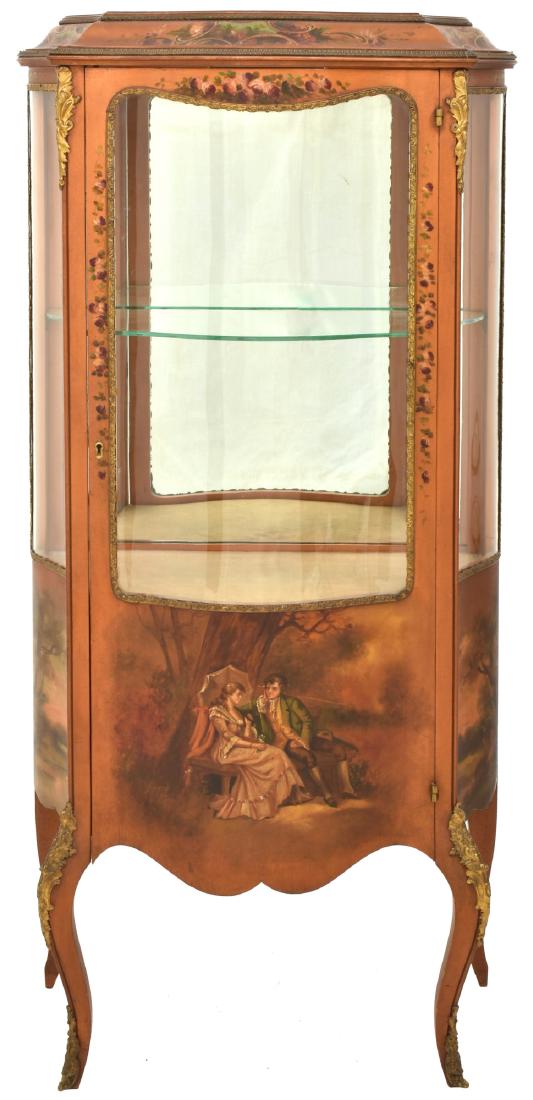 Paint Decorated Gilt Vitrine Curio Cabinet (1 of 10)