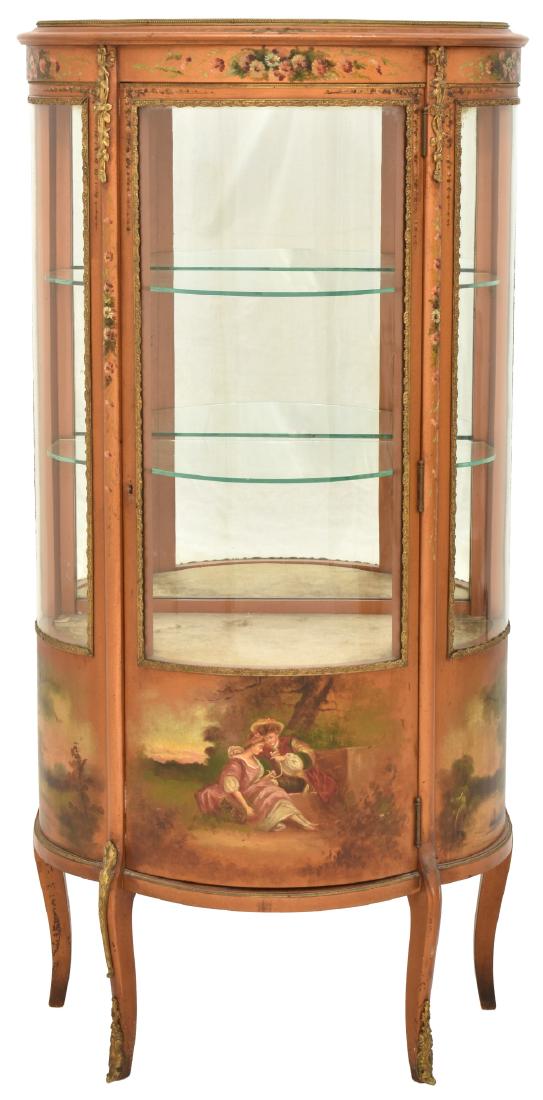 Paint Decorated Gilt Vitrine Curio Cabinet (1 of 10)