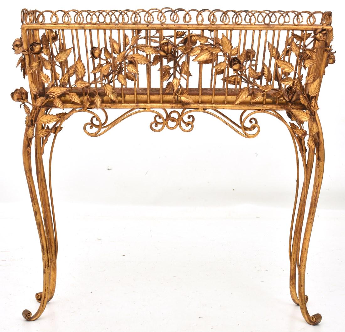 Gilt Painted Planter With Applied Roses (1 of 10)