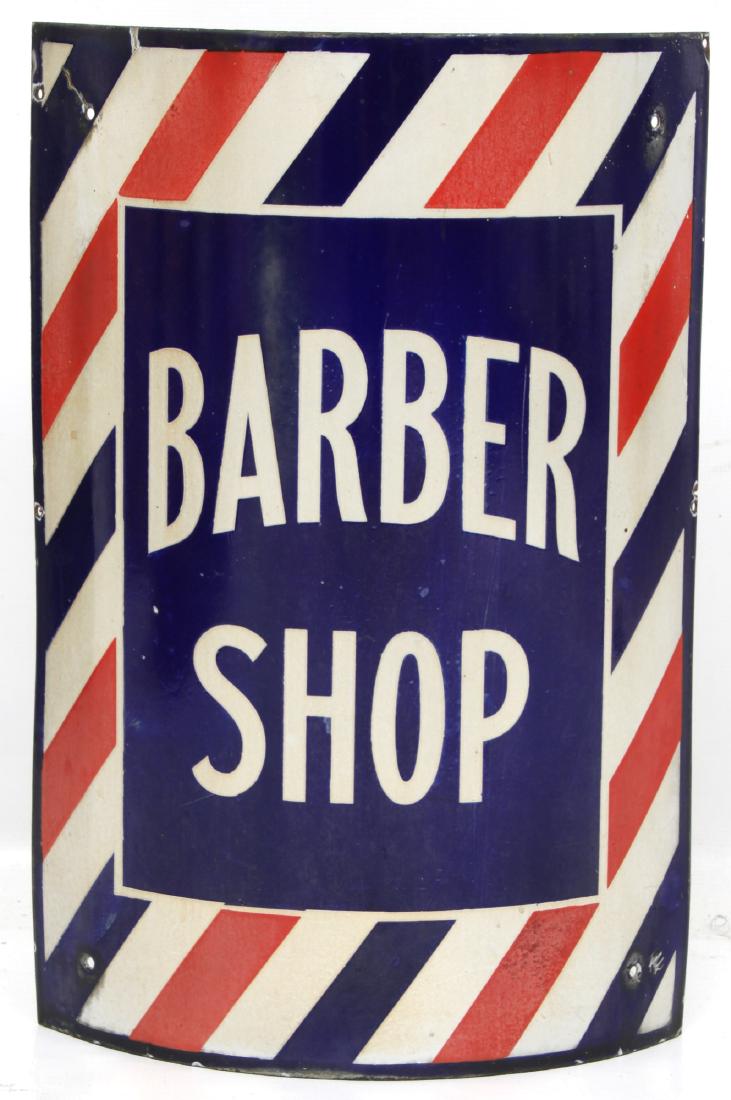 Curved Porcelain Barber Shop Corner Sign (1 of 7)