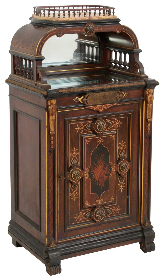 Inlaid Rosewood Renaissance Revival Music Cabinet (1 of 10)