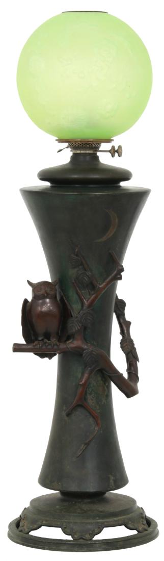 Lg. Bronze Owl Oil Lamp (1 of 10)