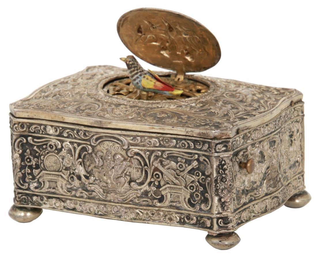 German Sterling Silver Animated Singing Bird Box (1 of 10)