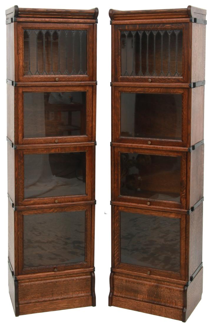 Pr. Oak Half Size Stacking Bookcases (1 of 8)