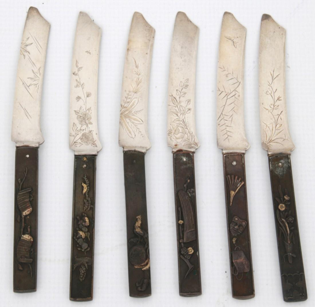 6 Gorham Mixed Metal Fruit Knives (1 of 7)