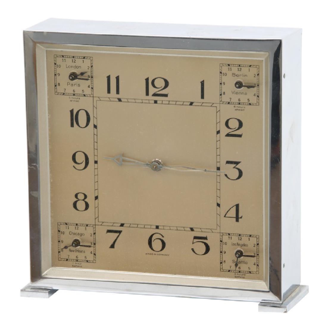 German Silver Plated World Time Desk Clock (1 of 9)