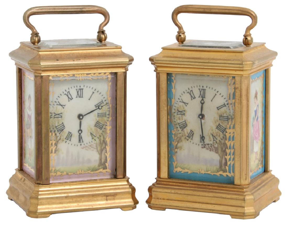 Pr. Miniature Porcelain Panel Carriage Clocks (1 of 10)