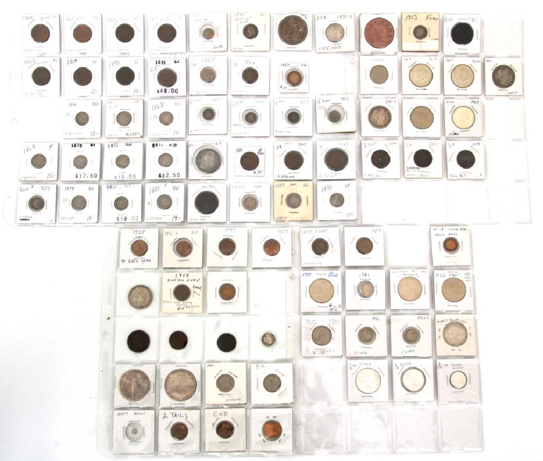 Lot of 84 Various Odd American Coins: Lot of 84 Various Odd American Coins. Includes large 2 cents, Liberty head III cents, walking liberty silver, seated liberty dimes and more. Weight: 2 lbs.