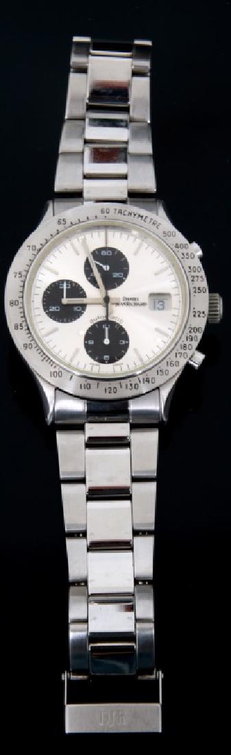 Daniel Jean Richard Limited Edition Chronograph: Daniel Jean Richard Limited Edition Chronograph Wristwatch. Silvered dial with applied bar hour markers, black inset sub seconds dial, sub chronograph dials with sweep seconds chronograph hand and cal