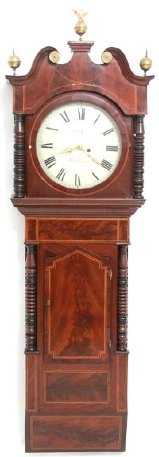 English Mahogany Inlaid 2 Weight Wall Clock