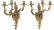 Pair Brass 3 Arm Louis XV Style Wall Sconces