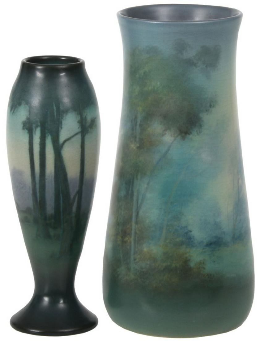 Lot Of 2 Rookwood Pottery Scenic Vases Sep 14 2019 Fontaine S