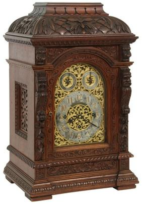 German Triple Fusee Mahogany Bracket Clock