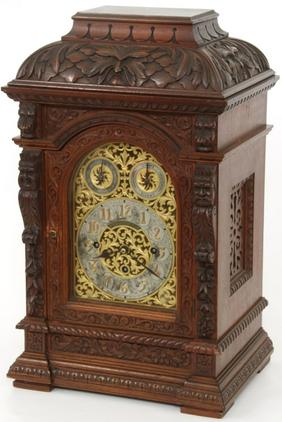 German Triple Fusee Mahogany Bracket Clock