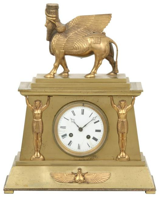 Egyptian Revival Clock with “Lamassu” Pediment Price Guide