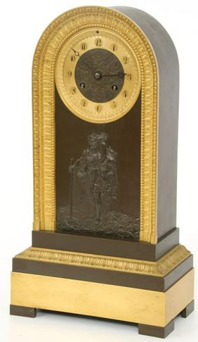 French Bronze Silk Thread Mantle Clock