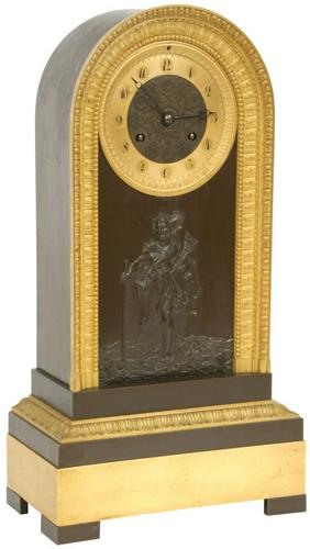 French Bronze Silk Thread Mantle Clock
