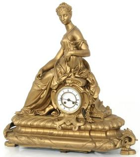 Large French Figural Spelter Clock