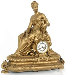 Large French Figural Spelter Clock
