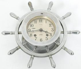 Chelsea Ship’s Bell Clock with Ship’s Wheel Case