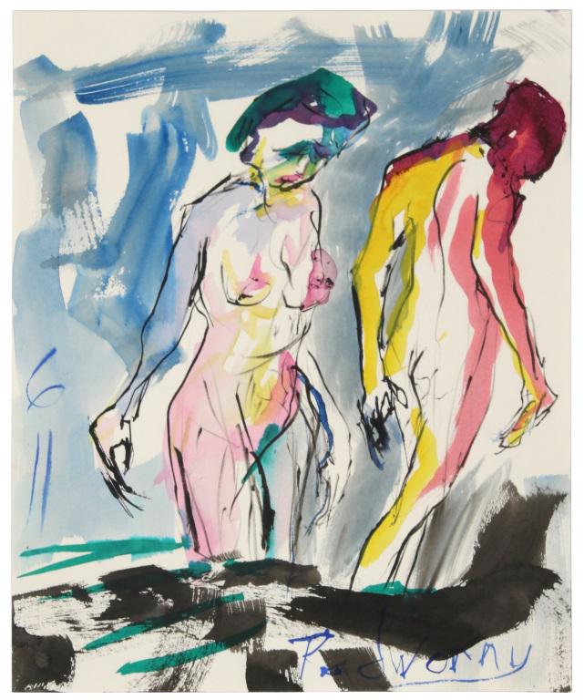 David Padworny (American, b. 1976): David Padworny (American, b. 1976) Nude Woman watercolor and india ink on paper signed "Padworny" (lower right) 11 in. high x 8 1/2 in. wide