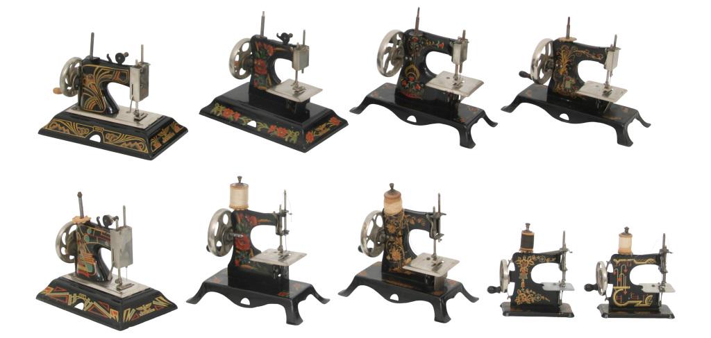 Group of Nine Miniature Sewing Machines: Group of nine miniature sewing machines, 20th century.
