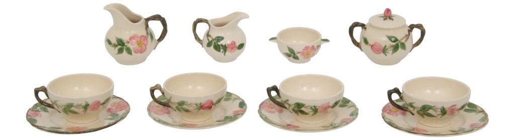 Franciscan "Desert Rose" Dinnerware: Franciscan "Desert Rose" pattern dinnerware, 34 pieces earthenware signed "Franciscan Earthenware, Made in U.S.A." mid-20th century