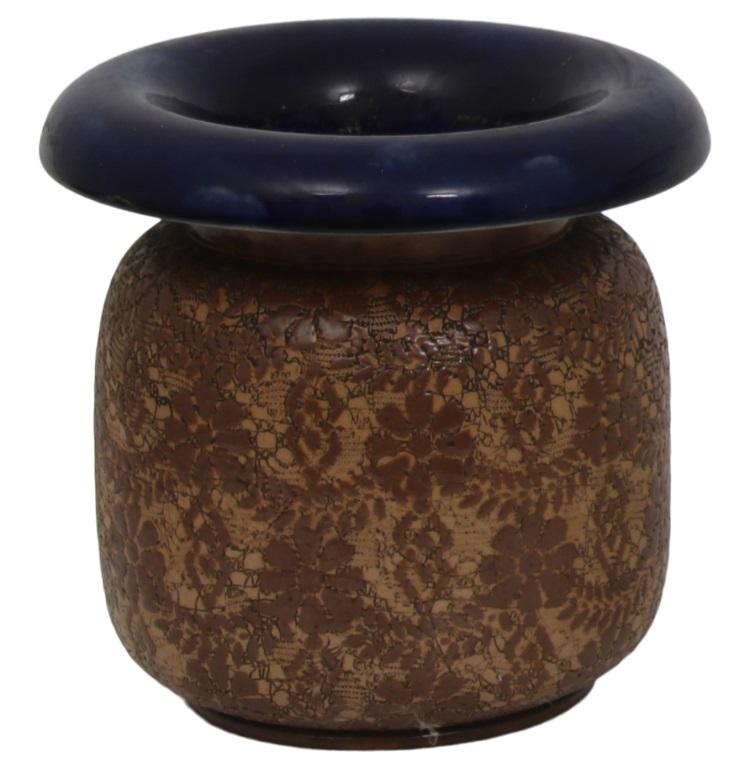 Royal Doulton Slater's Patent Spittoon: Royal Doulton Spittoon with floral and foliate design earthenware signed "Doulton Lambeth" and "Doulton Slaters Patent" 19th/20th century