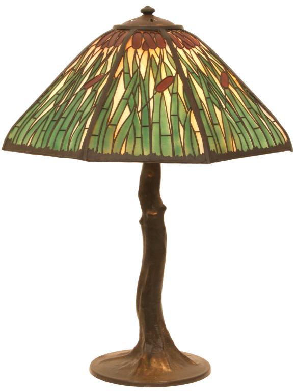 Handel Cattail Table Lamp Sep 12 Lot Art | HANDEL LEADED TABLE LAMP.