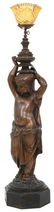 Figural Bronze Newel Post Gas Lamp