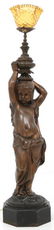 Figural Bronze Newel Post Gas Lamp - 5
