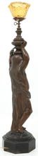 Figural Bronze Newel Post Gas Lamp - 7
