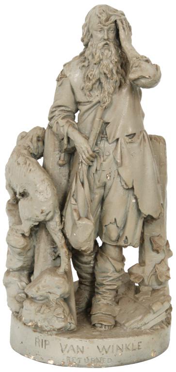 John Rogers Group, "Rip Van Winkle Returned": John Rogers (American, 1829-1904) "Rip Van Winkle Returned" painted plaster signed "John Rogers, New York" patented July 25, 1871 21.5 in. high x 9.5 in. wide x 9 in. deep