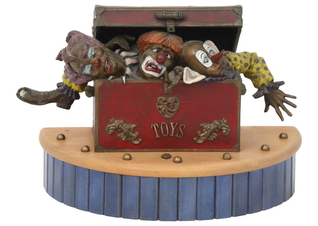 Martin Eichinger (American, b. 1949): Martin Eichinger (American, b. 1949) Clowns in a Chest Bronze Signed, dated and numbered 8.5 in. high