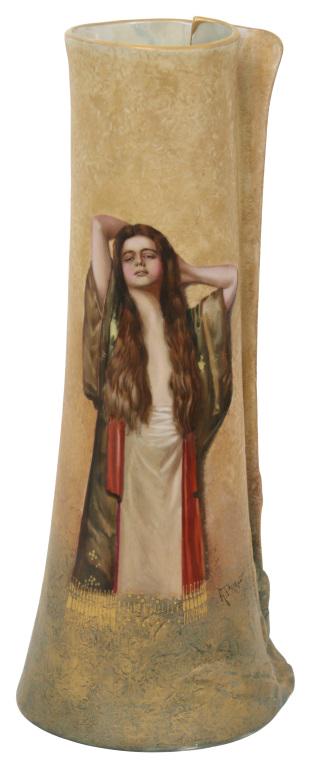 Handel Vase by Albert Parlow: Handel Company (CT/NY, 1885-1936) Albert Parlow (artist) Portrait Vase early 20th century earthenware signed "Handel Ware" artist signed "A. Parlow" 15 1/2 x 7 1/4 x 6 1/2 inches