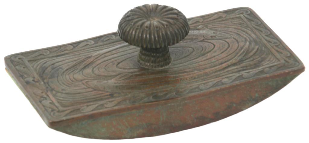 Tiffany Studios "Nautical" Rocker Blotter: Tiffany Studios "Nautical" Rocker Blotter early 20th century patinated bronze signed "Tiffany Studios, New York, 1846" 2 x 5 1/2 x 3 inches