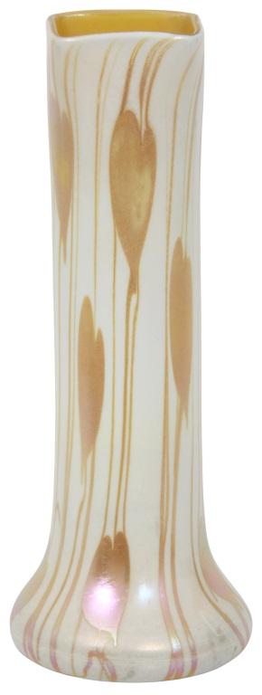 Durand "Leaf & Vine" Vase: Vineland Flint Glass Works (Millville, NJ, 1897-1931) Designed by Victor Durand Jr. "Leaf & Vine" Vase circa 1925 iridescent glass unsigned 12 in. high