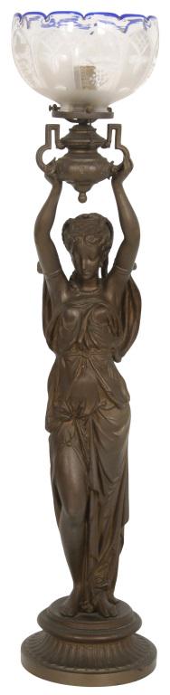 French Figural Bronze Newel Post Lamp (1 of 9)