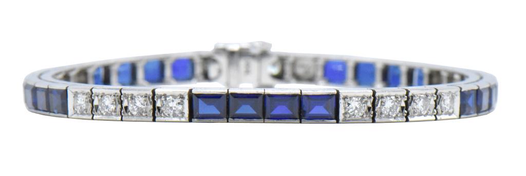 14K White Gold, Sapphire, & Diamond Bracelet (1 of 4)
