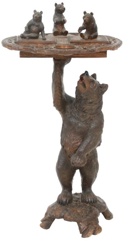 Black Forest Figural Carved Smoking Stand (1 of 10)