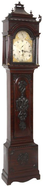English Carved Mahogany Grandfather Clock (1 of 10)