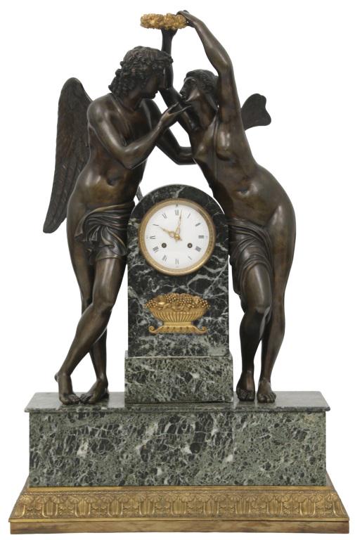 French Bronze & Marble Silk Thread Mantel Clock (1 of 15)