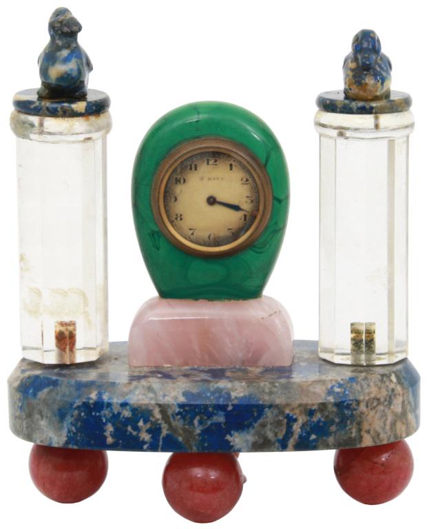 Lapis Lazuli, Quartz & Malachite Desk Clock (1 of 10)