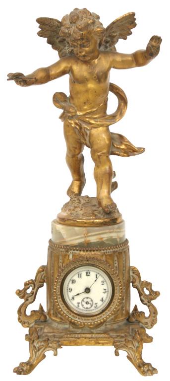 Figural Brass & Marble Desk Clock (1 of 9)