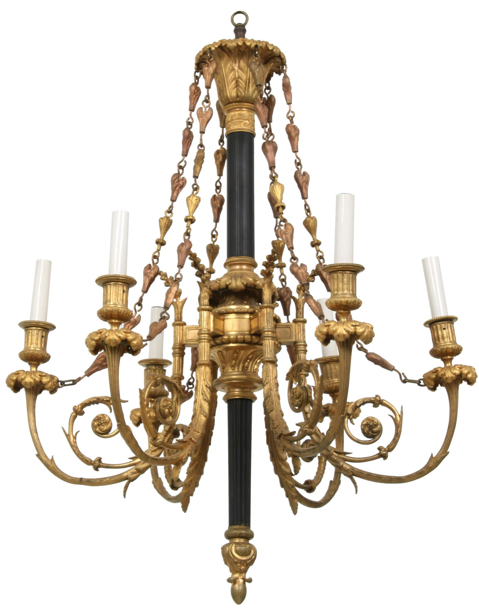 French Gilt Bronze Six Arm Chandelier (1 of 7)