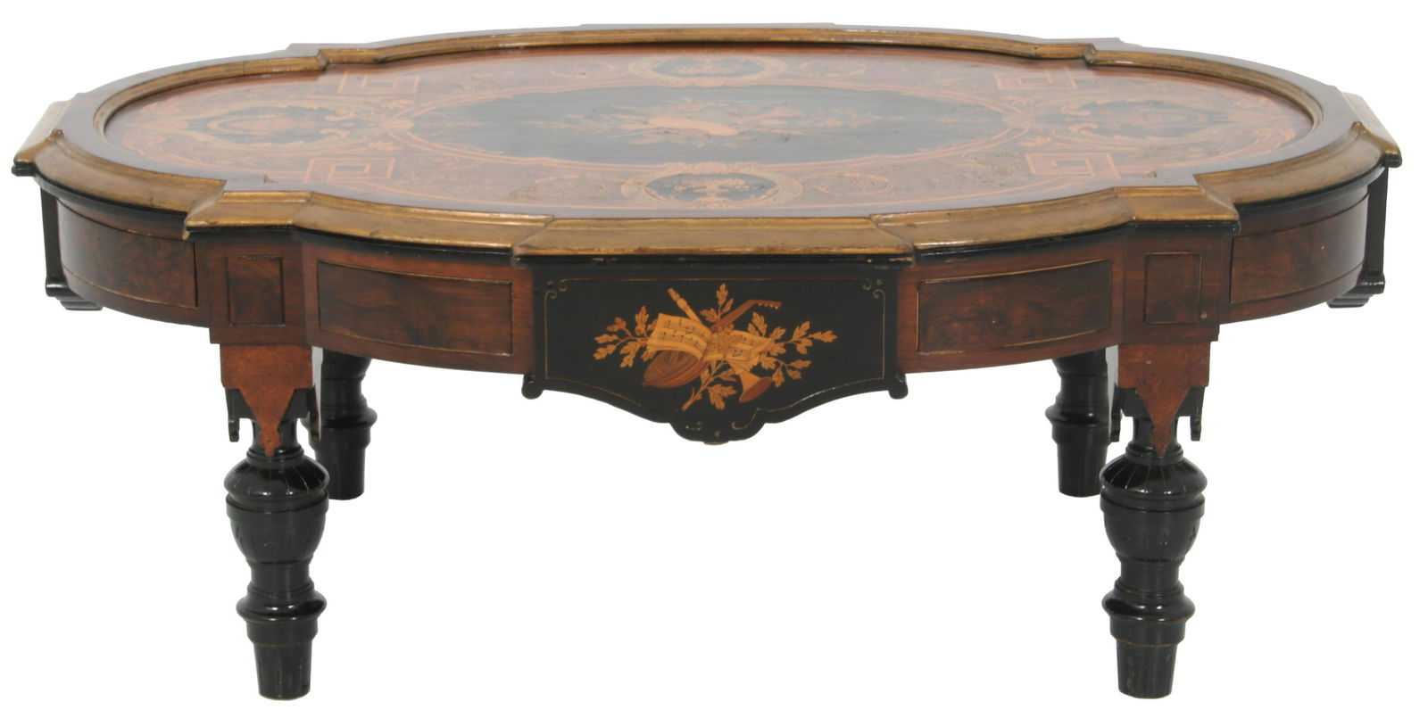 Renaissance Revival Inlaid Coffee Table (1 of 13)